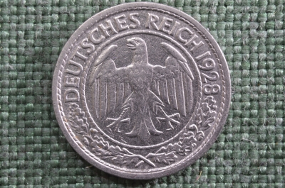 50 Рейхспфеннингов, F, 1928 год, Веймарская республика, Германия.