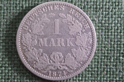 1 марка, серебро. 1874 год, A (Берлинский монетный двор), Германская Империя. 