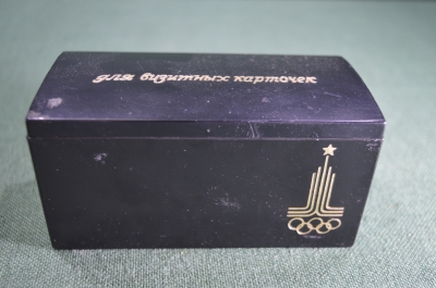 Коробочка для визиток, визитница "Олимпиада 1980 Москва". Карболит. СССР.
