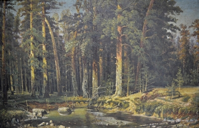 Копия картины Шишкина Ивана "Корабельная роща". Автор неизвестен. Масло, холст. 1947 г.