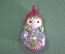 Елочная новогодняя игрушка "Красная Шапочка девочка". Стекло. СССР. 