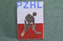 Знак, значок "Хоккей, PZHL". Пластик.