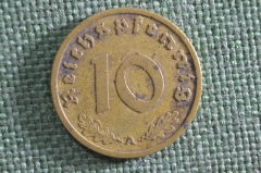 Монета 10 пфеннигов, пфеннингов 1938 года. Буква A. Рейх, Германия. Deutsches Reich. 