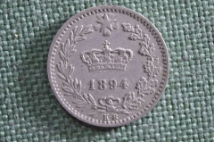 Монета 20 чентезимо 1894 года, Италия, KB. Centesimi, Regno d' Italia. 