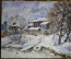 Картина "Деревня зимой". Автор Гусев Петр. Масло, холст. 2007 г.