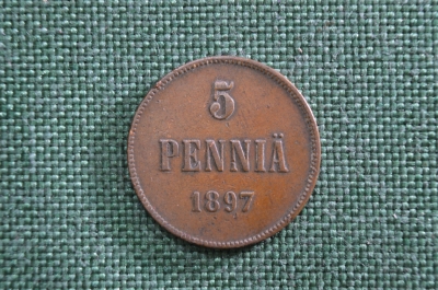5 пенни 1897, Царская Россия, Русская Финляндия, медь, Николай 2