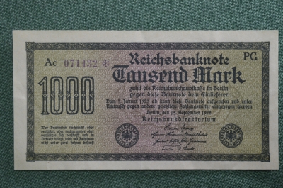 Рейхсбанкнота 1000 марок 1922 года. Веймар, Германия. 