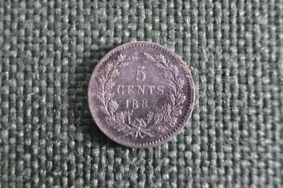 5 центов 1887 Нидерланды, серебро, редкая