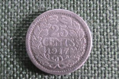 25 центов 1917 Нидерланды, серебро