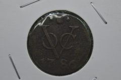 Монета 1 дуит, дьюит, дойт 1786 год, Нидерландская Индия, Утрехт