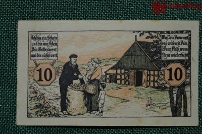 Нотгельд, бона, банкнота 10 пфеннигов. Бона, банкнота. Мелле. Shtade Melle. Германия. 1920 год.