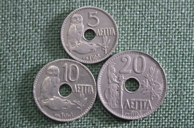 5, 10 и 20 лепта 1912 года, Греция. (Набор 3 штуки)