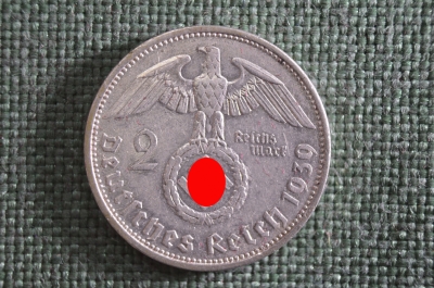 2 рейхсмарки (марки), серебро 1939 год, A (берлинский монетный двор), Третий Рейх, Германия. 