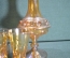 Набор (вазочка, пепельница, рюмки сапожки) из тонкого дутого цветного стекла. СССР.
