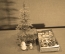 Набор елочные игрушки, гирлянда, елка "Малютка" ФХИ, Дед Мороз, Снегурочка, колкий пластик, СССР.