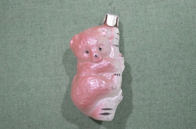Елочная игрушка "Медведь на дереве". 1960-1970 годы. СССР.