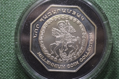 Монета 2000 драм, Миллениум. Серебро, Армения, 2000 год. Сертификат, коробка. Proof
