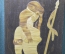 Панно деревянное габаритное "Девушка, амазонка". Ручная работа, резьба. СССР.