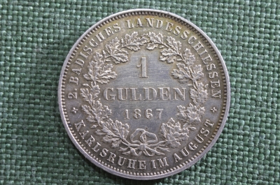 1 Гульден, стрелковый, Фридрих I. Серебро. Баден, Германия. 1867 год. 