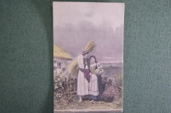 Старинная открытка "Сельские жители". Чистая. Конец XIX века, Европа.