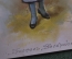 Старинная открытка "Христос Воскрес. Девочка с корзиной и цветами". Тиснение. Начало XX века.