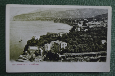 Старинная открытка "Панорама Сорренто". Sorrento. Чистая. Начало XX века, Италия.