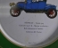 Винтажная тарелка с изображениям автомобиля Renault 1914 года. Рекламный подарок от Рено. Франция.
