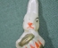 Елочная стеклянная игрушка на прищепке "Заяц с барабаном", "Зайчик". Прищепка, стекло #1 СССР.