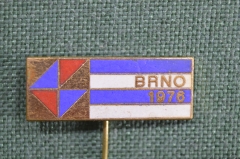 Значок, заколка, фрачник"Выставка BRNO 1976 год". Тяжелый металл. Чехословакия.
