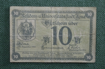 Нотгельд  Йена, 10 пфеннигов. Jena, Тюрингия, Германия. 1 марта 1917 года.