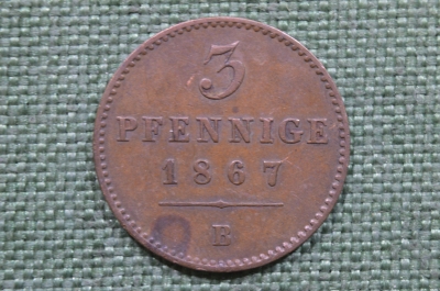 3 пфеннига 1867 года, Пруссия, Германия. 120 Einen Thaler. Буква B.