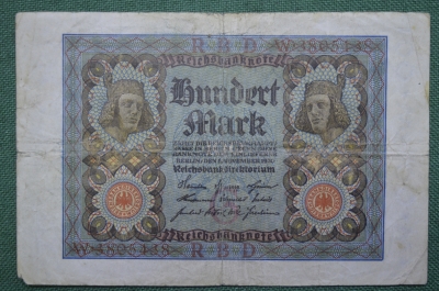 Банкнота 100 марок 1920 года. Германия, Берлин.