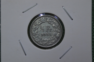 1/2 франка 1951 Швейцария , серебро