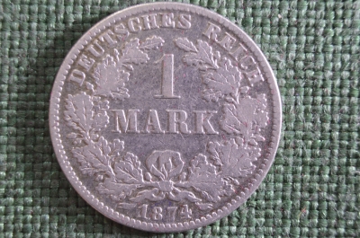 1 марка, серебро. 1874 год, D (Баварский монетный двор), Германская Империя. 