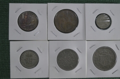 Набор монет 1/2 пенни - 1/2 кроны. 6 штук. Великобритания. 1950-1960 годы.