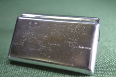 Портсигар металлический "Карта мира", Европа.