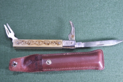 Перочинный, складной нож. Ножик трехпредметный, с чехлом. Горький, СССР