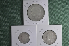 Набор монет 2 - 5 - 10 злотых (злот) 1933 года. Ядвига. Польша. Серебро.
