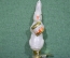 Елочная стеклянная игрушка на прищепке "Заяц с барабаном", "Зайчик". Прищепка, стекло #2 СССР.