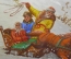 Панно настенное "Зимняя тройка", лаковая роспись. Федоскино, Китайскин, 1979 год, СССР.