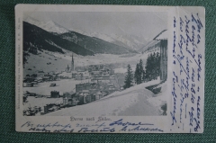 Старинная открытка, Давос (юг), Швейцария. Davos nach Suden. Начало XX века.