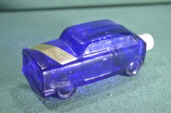 Флакон от одеколона "Ралли машина автомобиль". Синее цветное стекло. СССР.