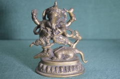 Статуэтка бронзовая "Ганеша на мыше (крысе)". Индуизм. Мудрость, достаток и благополучие.