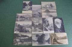 Набор старинных открыток "Виды озера Лугано". 12 штук. Италия. До 1917 года.