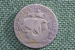 Монета 2.50 эскудо 1945 года. Республика Португалия, Republica Portuguesa.
