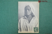 Колониальная открытка фотография. Девушка в белой рубахе. Северная Африка.