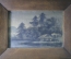 Картина старинная на ткани "Китайский пейзаж" #2. Ткань, краска. В рамке за стеклом. Китай.