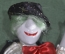 Игрушка фарфоровая "Клоун в шляпе, аниматор, фрик". Ткань, фарфор. Европа.