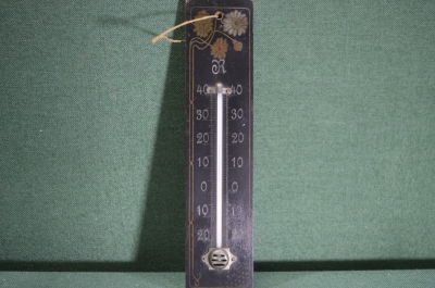 Термометр старинный ртутный, Реомюра. Рабочий, цветочный узор. Винтаж.