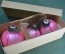 Елочные шары, розовые (3 штуки, в коробке) #1. Стекло. ГДР.